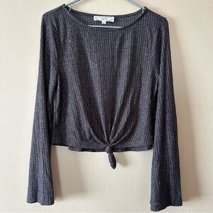 Hippie Rose Juniors' Knot-Front Ribbed Top